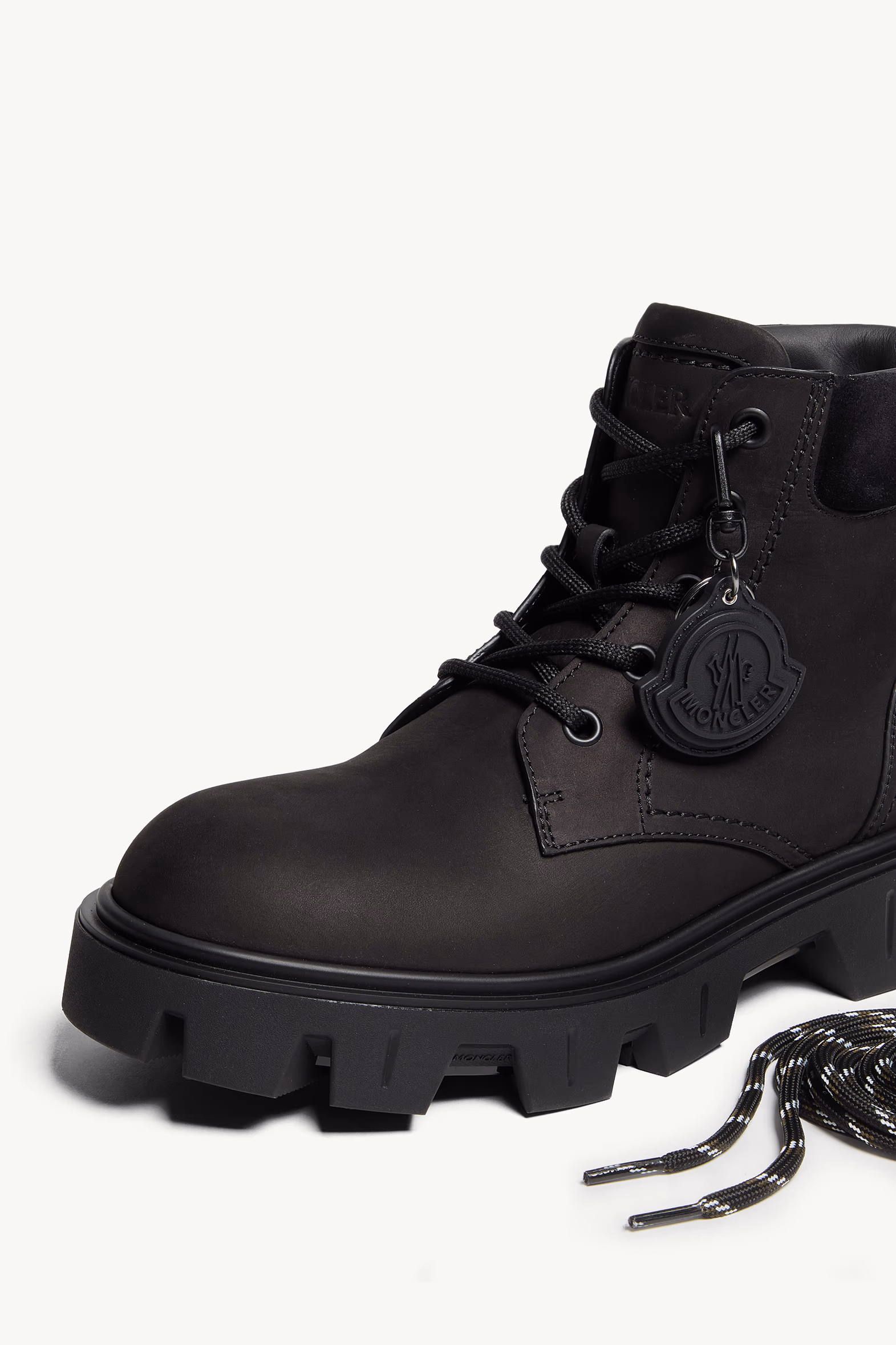 Peak City Nubuck & Suede Lace-Up Boots Men Black Moncler 7